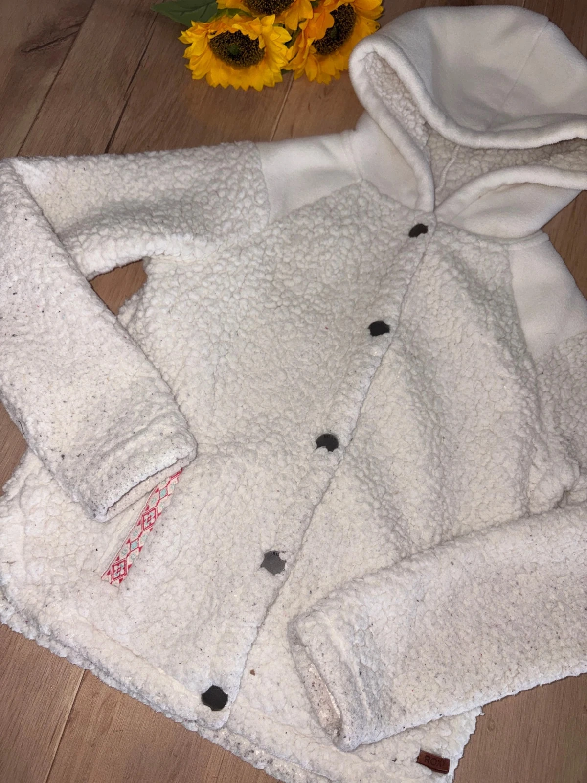 White warm fleece Roxy jacket size 10 years – photo 2